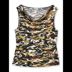 Tahari Arthur S Levine XL Abstract Print Cowl Neck Sleeveless Top Blouse